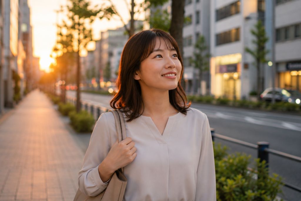 相性が合わない人がいても気にする必要はないと気づいて、晴れやかな女性。