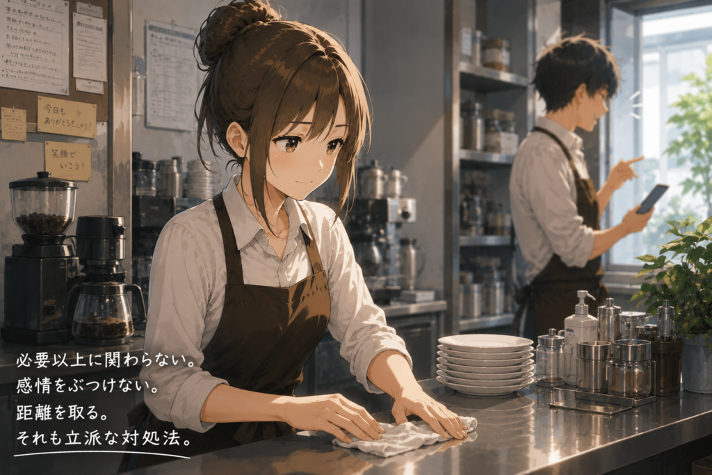 相性が悪い後輩には距離を取る先輩。