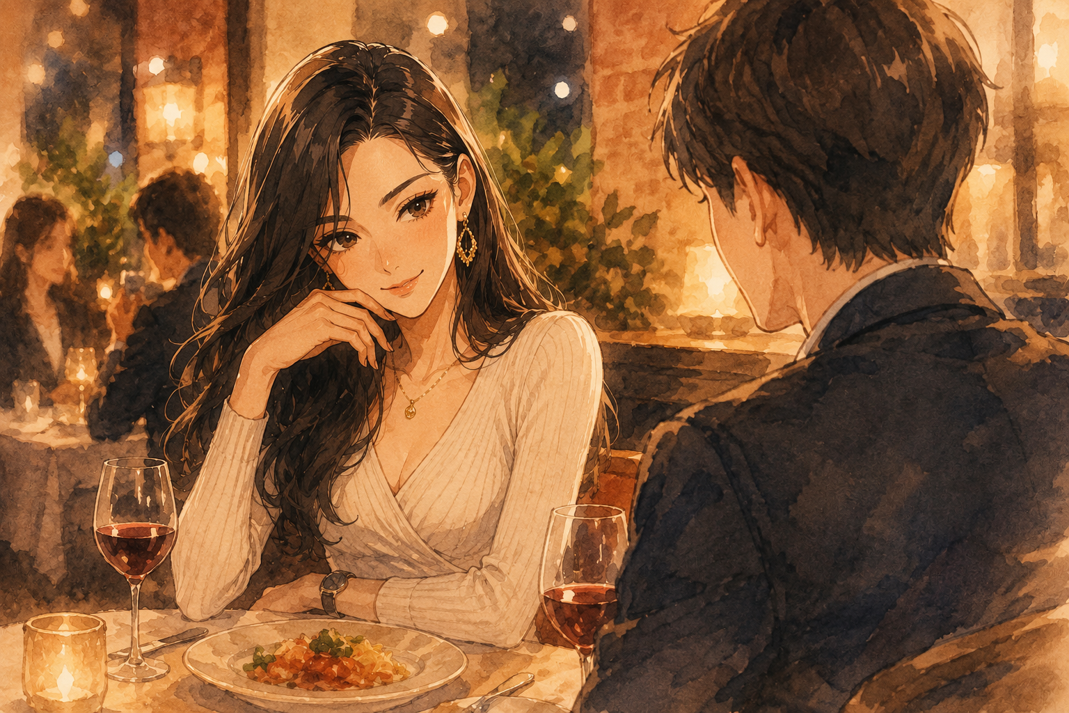 イタリアンでデートをするミサキと男性。