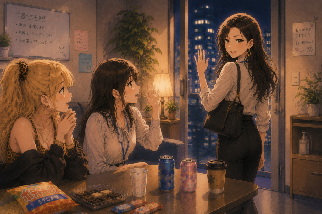 解散する女子3人組。