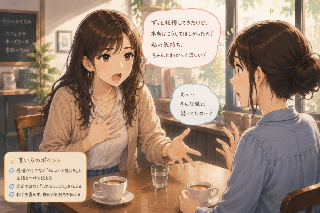 感情のまま本音をぶつける女性。伝え方を間違えている例。