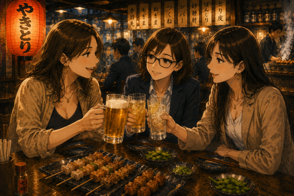 最後乾杯で締める大人女子3人。