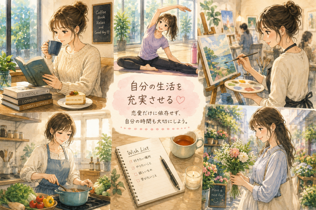 趣味や自分みがきなど充実した生活をおくる女性。