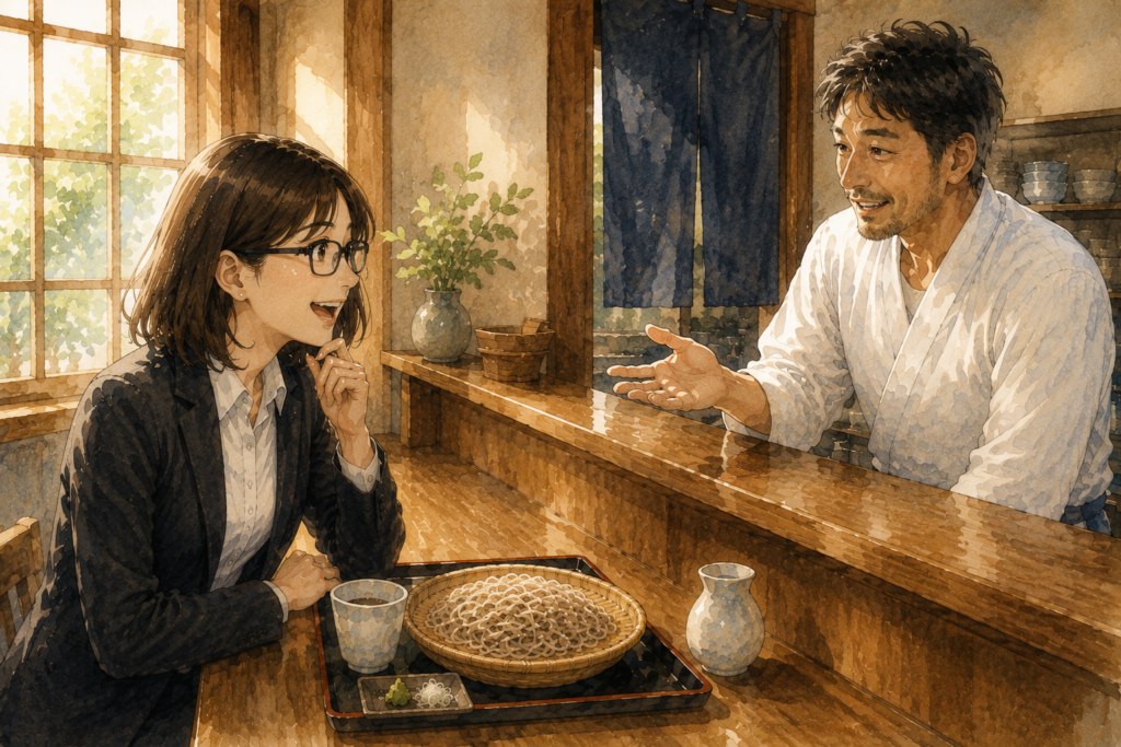 師匠の店へ行かないかと誘うヤブタ。満更ではないミカコ。