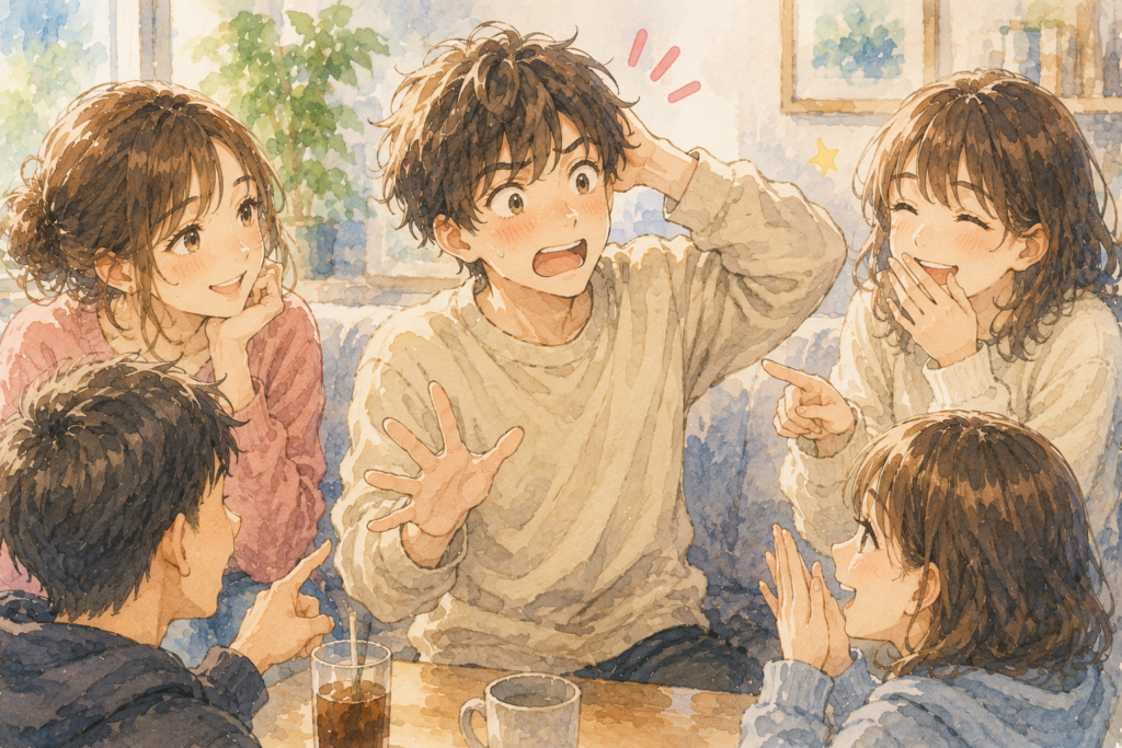 愛嬌がある弟キャラの男性。少し軽く見られている可愛いの例。