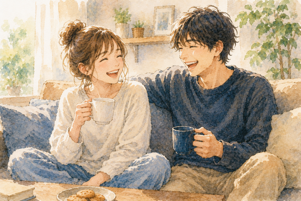 友達のように笑いあえるカップル。
