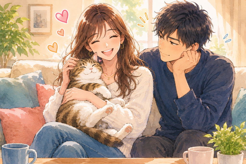 愛猫に夢中の彼女。多少嫉妬する彼氏。これくらいは普通。