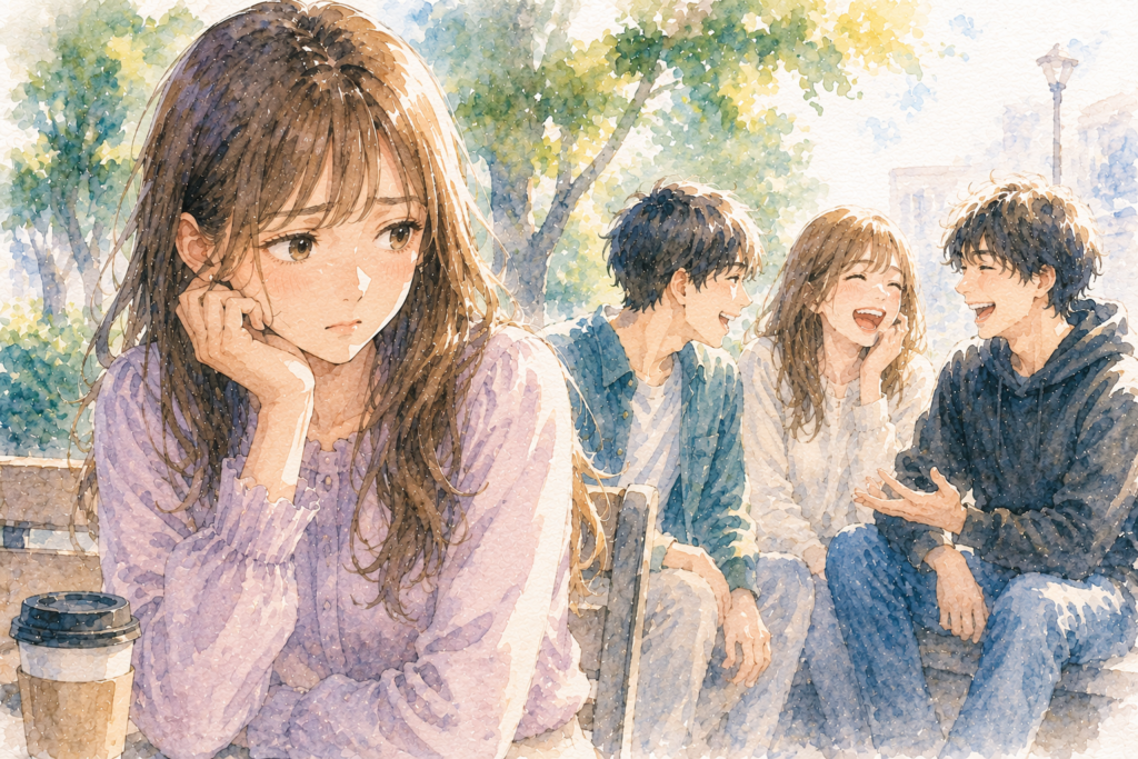 男友達に彼女ができてモヤモヤする女性。