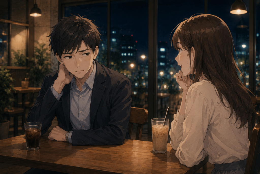 彼女がいるのに告白してきた女性と二人きりで会う男性。