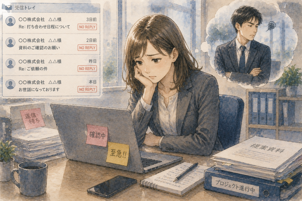 告白を断った後、無視する取引先の男性。仕事に支障が出て困る女性。
