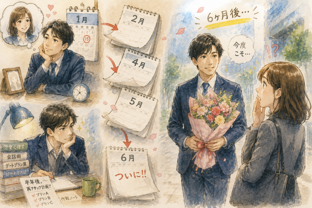 曖昧な返事をしたために半年後に再告白される女性。
