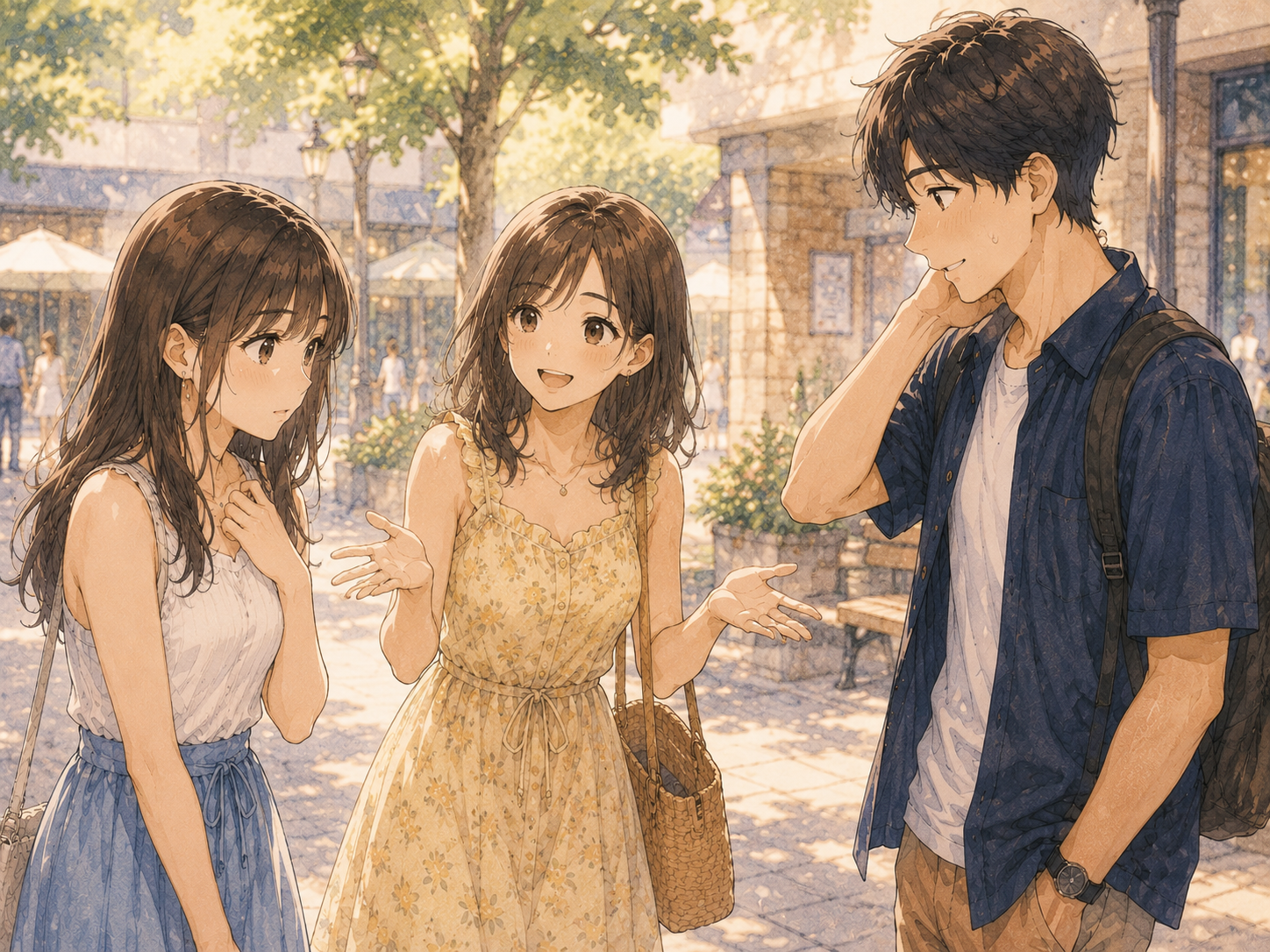 友達に異性を紹介する女性。