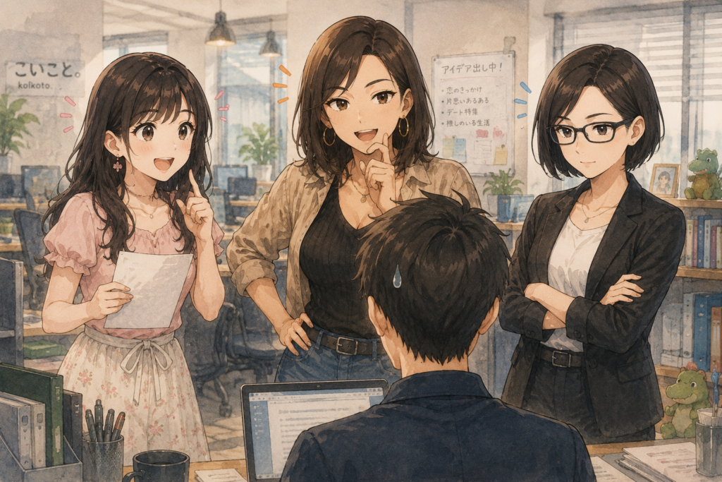 ミユ、ナナ、ミカコの3人に記事が「らしくない」と言われたリク。