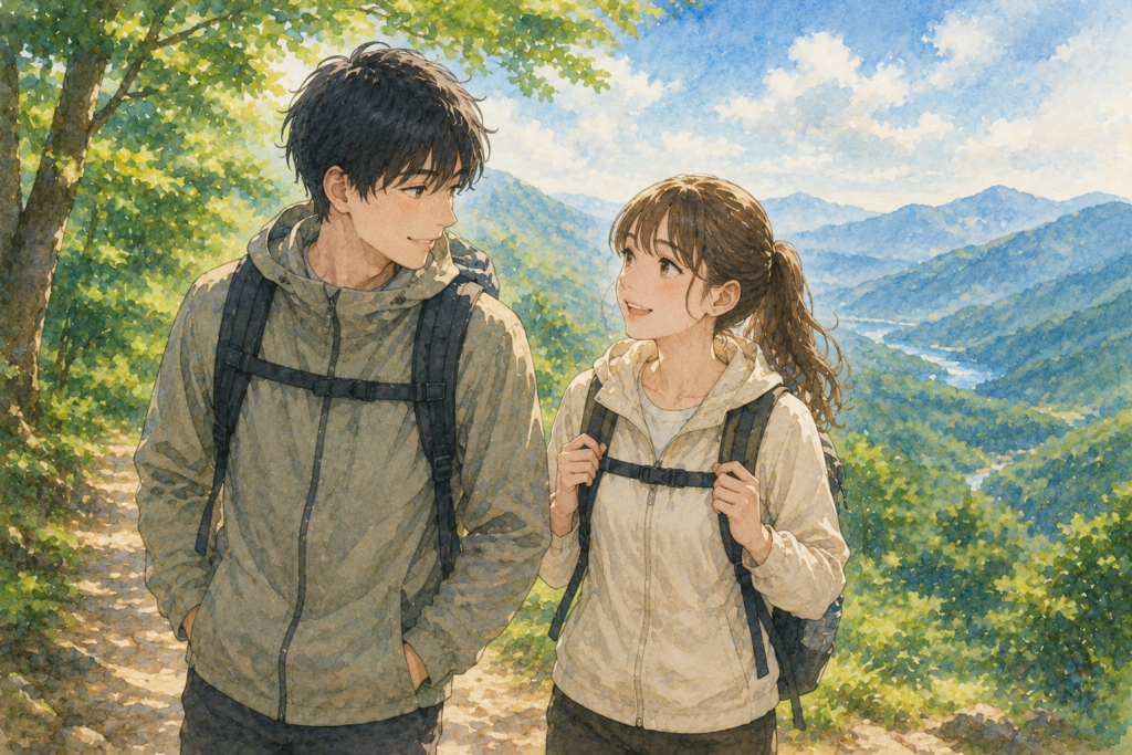 2人きりでハイキングに行く男女。関係を進展させるための行動。