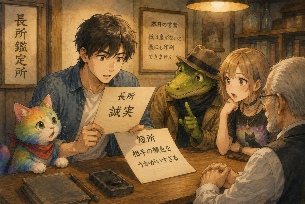 鑑定を受けるリク。