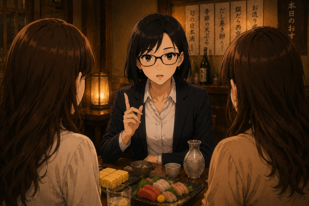 親友のパートナーの浮気を見てもすぐに言わないと語るミカコ。聞くユキノとナナ。