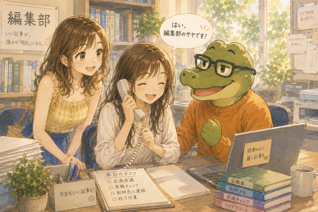電話に出れたサヤ。喜ぶミユとワニオ。