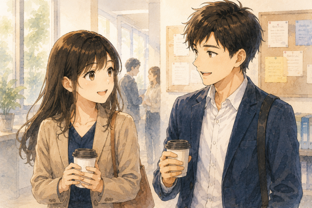 好きな人と普通にリラックスして会話する女性。