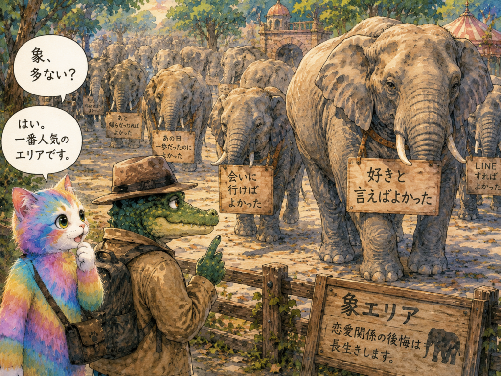 たくさんの象を観察するナツメとワニオ