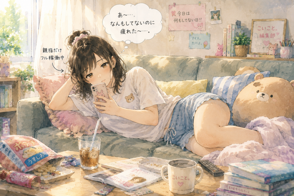 休日何もしていないのに疲れてしまったミユ。