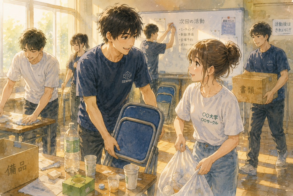 好きな先輩と作業しながら会話する女性。少しずつ距離が縮まっている。