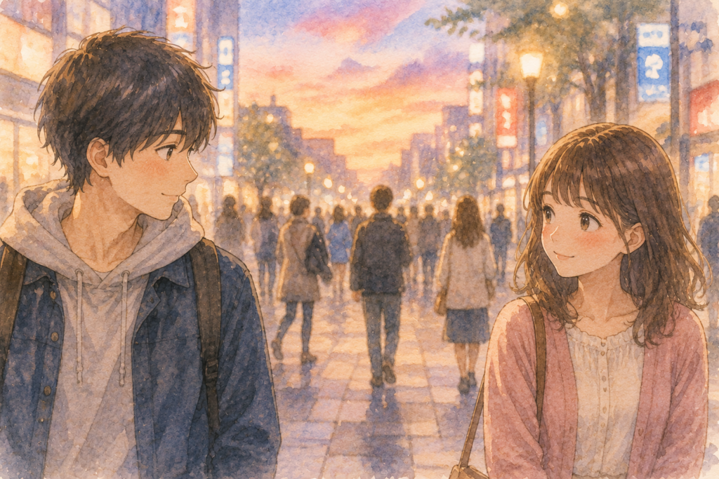 たびたび目が合う男女。両思いかもしれない。