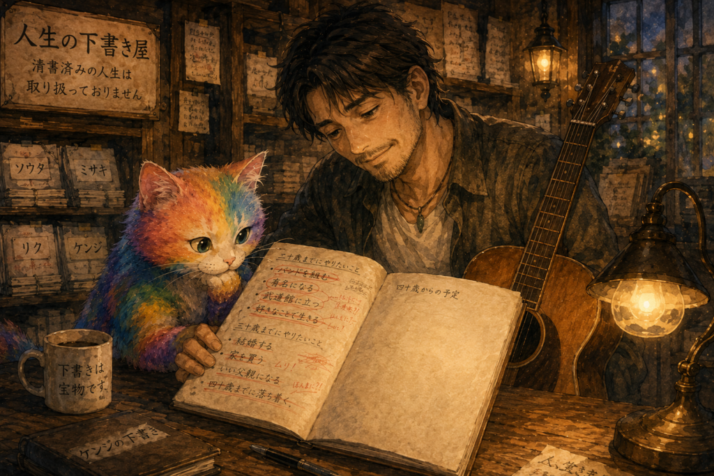 人生の下書きをやめたケンジ。見つめるナツメ。