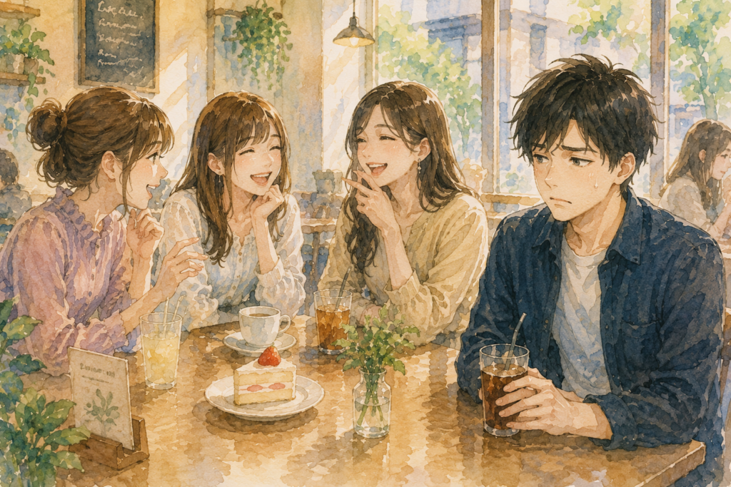 女性同士で盛り上がる。彼氏はなんだか居心地が悪い。