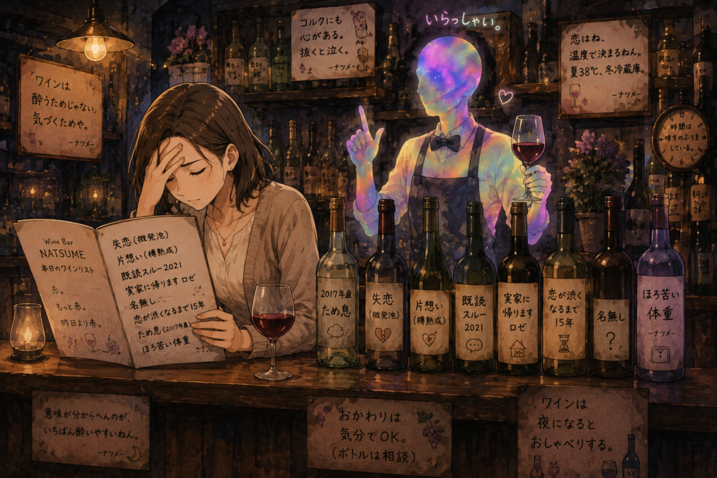 謎のワインばかりで頭を抱えるマリ。