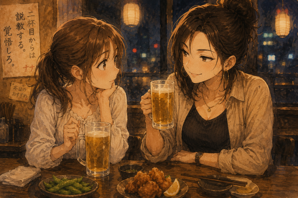 2杯目からは昔の自分に説教するナナ。
