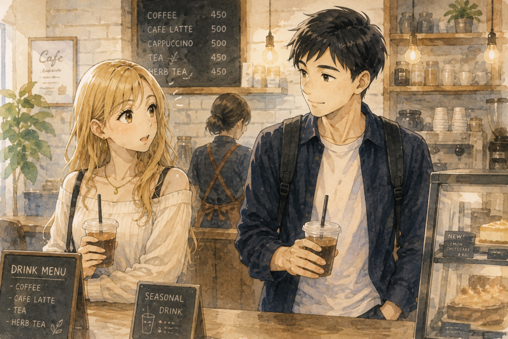 同じ飲み物を注文する男性。女性は気持ちが気になる。