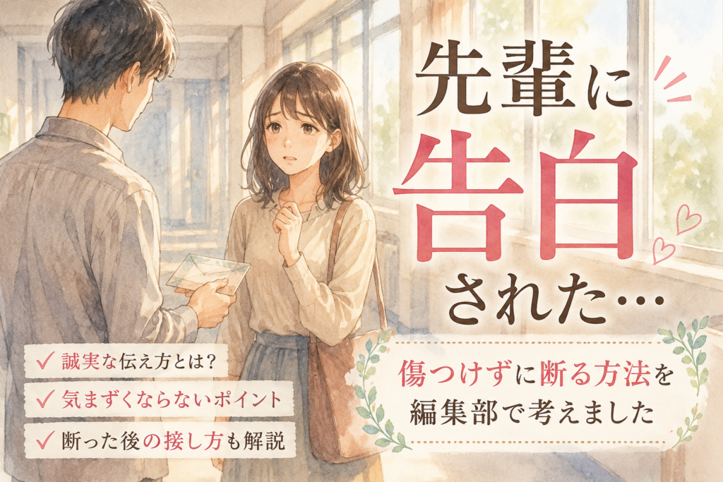 先輩に告白される女性。脈なしなので困っている。