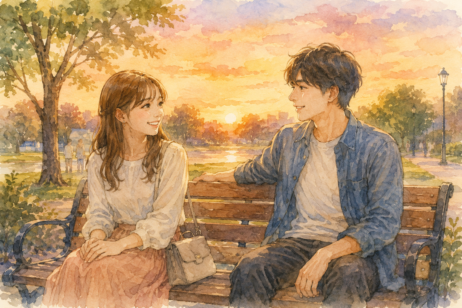 デートする男女。楽しそうだけど、どことなく男性は距離をとっている雰囲気。