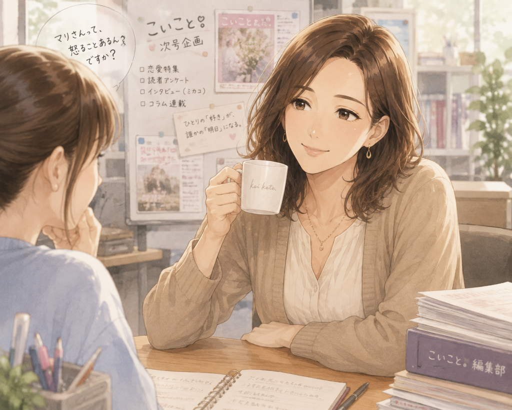後輩に怒ることあるのか聞かれるマリ。