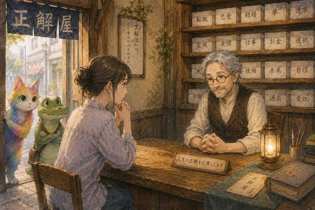 転職すべきか正解を聞くミユ。