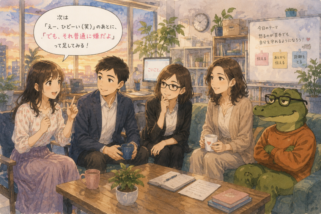 次は嫌なこと言われたら、怒れなくても嫌だというと決めたミユ。