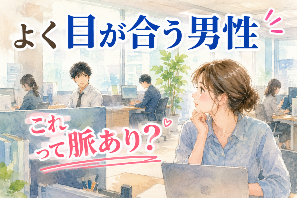 遠くにいる職場の男性と目が合う。脈ありかもしれないと思っている。