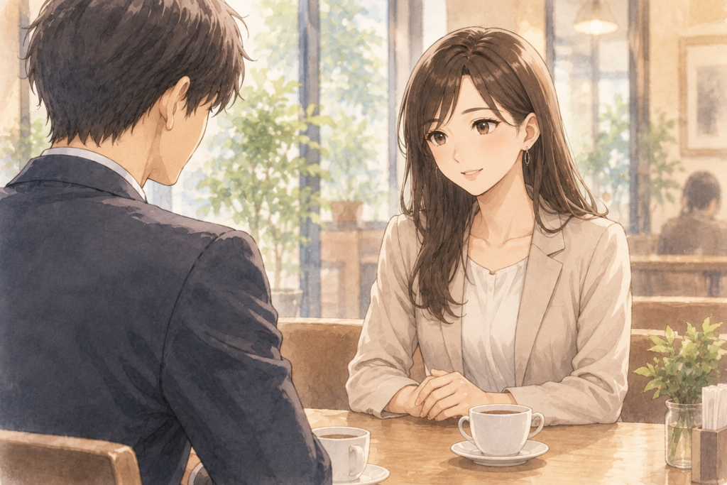 告白を誠実に断る女性。