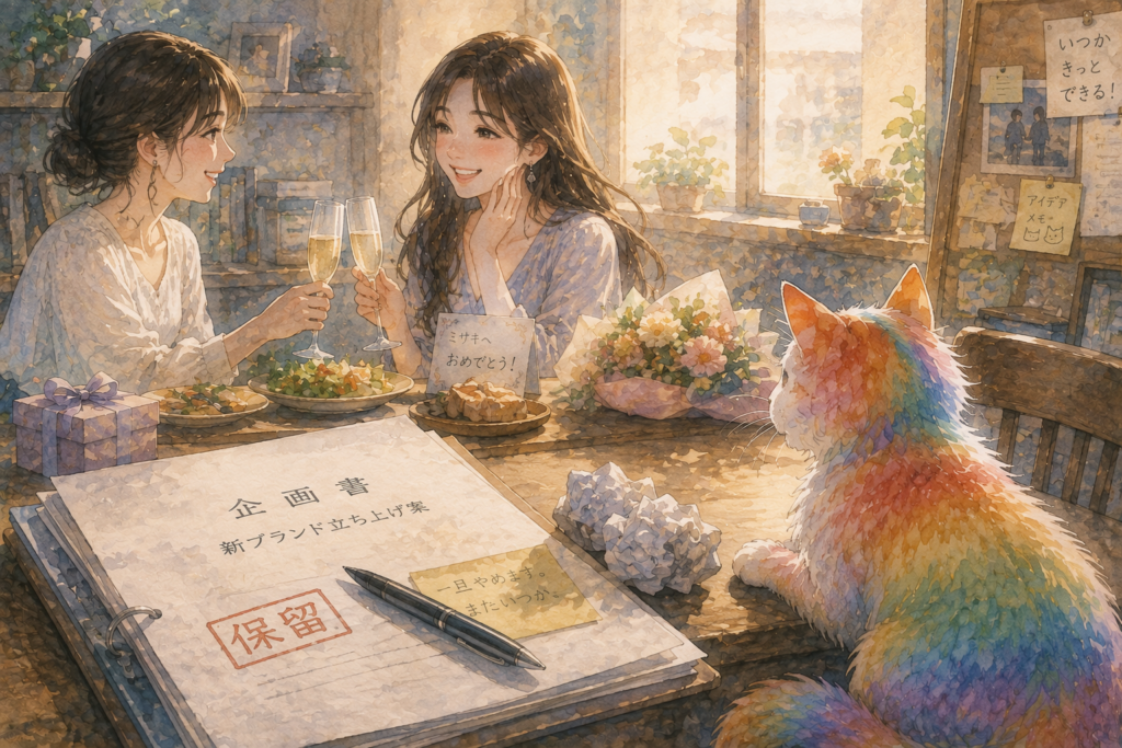 穏やかになったミサキ。没になった企画も簡単に諦める。