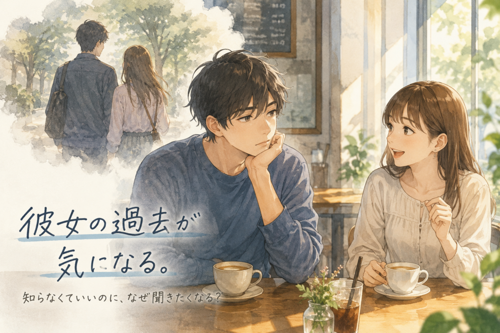 デートするカップル。男性は彼女の過去の恋愛が気になっている。
