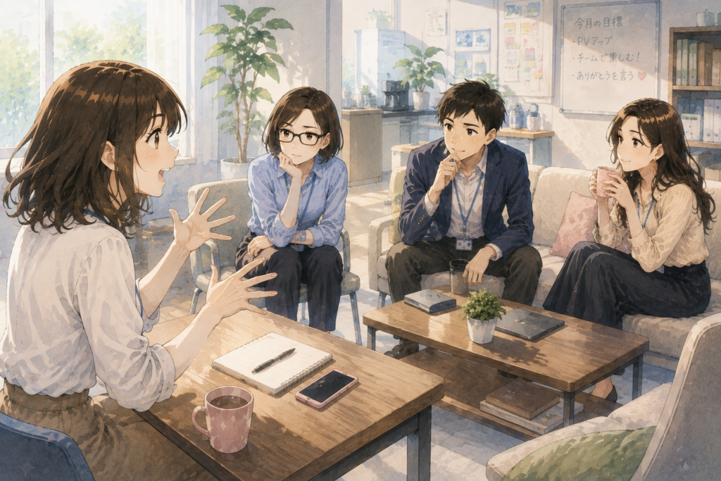 会話に熱が入るミユ。楽しそうな他のメンバー。