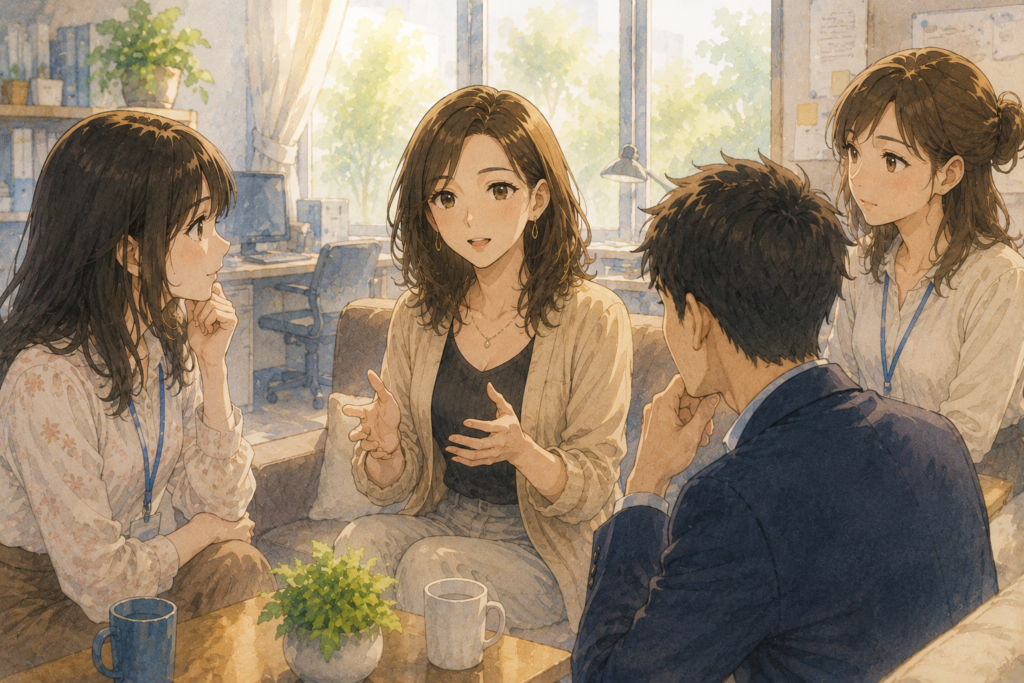 真剣な表情で話すナナ。