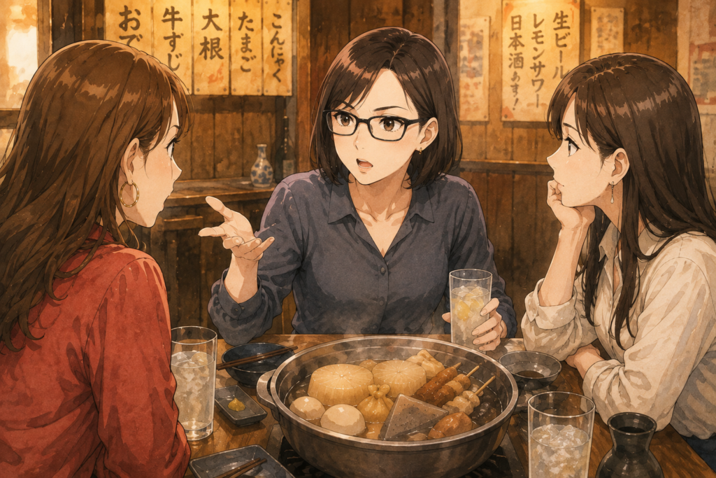 語るミカコ、反論するナナ、じっくり聞くユキノ。