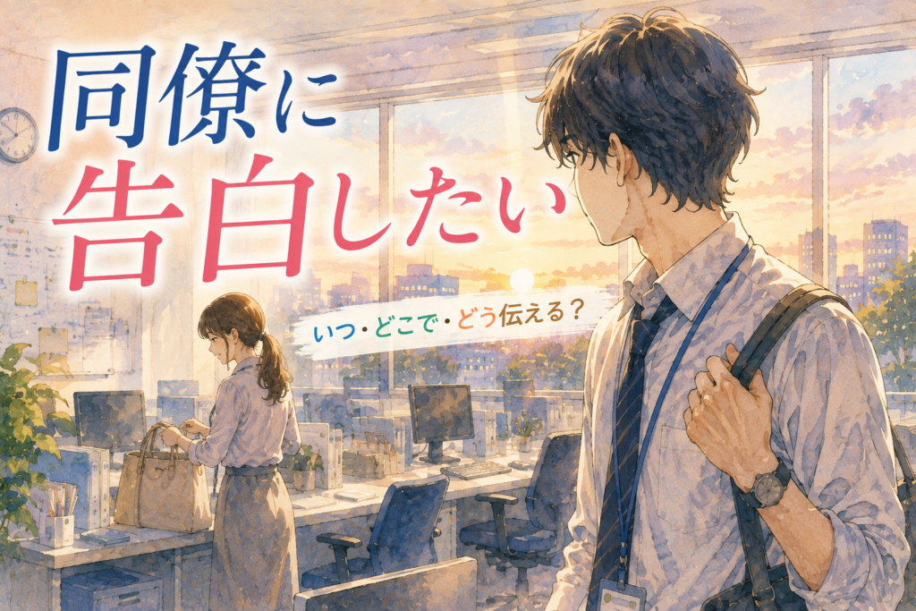 好きな同僚の後ろ姿を見つめる男性。